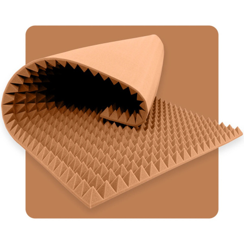 Akustikpaneelschaum Pyramide 200×100 cm 4 cm braun