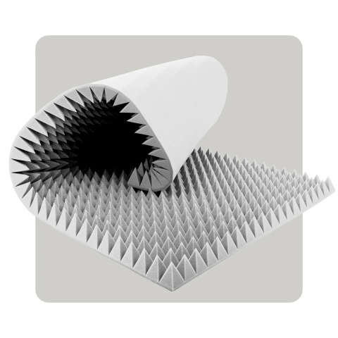 Akustikpaneelschaum Pyramide 200×100 cm 4 cm hellgrau