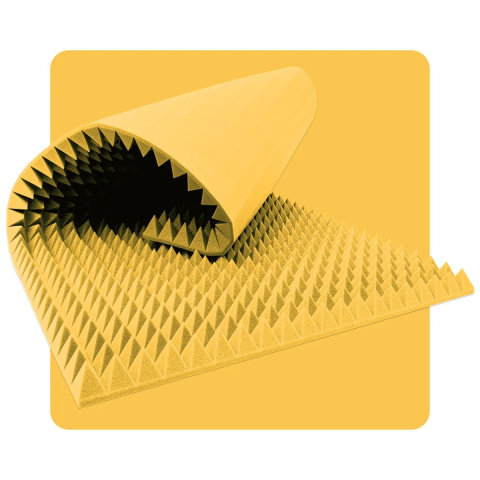 Pannello acustico schiuma Piramide 200×100 cm 4 cm giallo