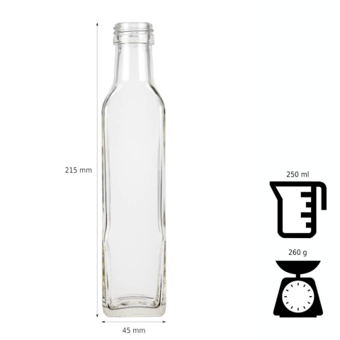 Sklenená fľaša 5ks 250ml 21cm MARASCA