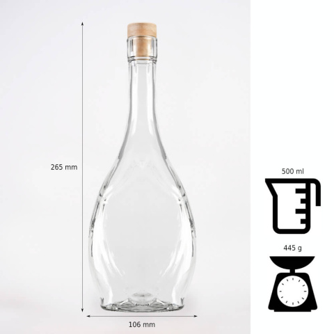 Sklenená fľaša 500ml 26cm ICONA
