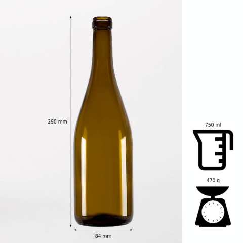 Sklenená fľaša 750ml 29cm BURGUNDY