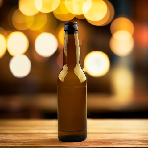 Sklenená fľaša na pivo 330ml 23cm hnedá