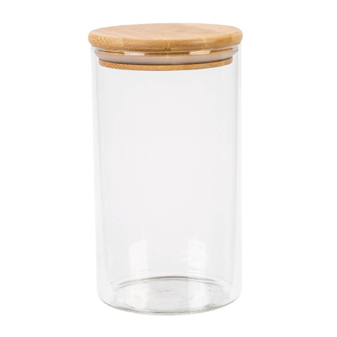 Sklenená nádoba dóza 1000ml 17cm s dreveným tesniacim viečkom