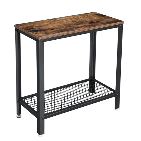 Tisch 60x30x60cm mit Ablage aus braunem Holz und Metall