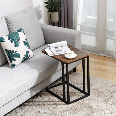Kerekes asztal 50x35x61cm rusztikus barna fa fém