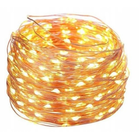 Světelný drátek 100ks LED na baterie teplá bílá barva světla