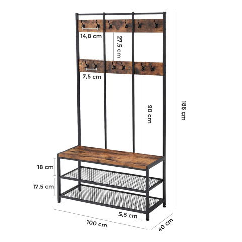 Kleiderbügel mit Sitz und Stauraum 100x40x186cm