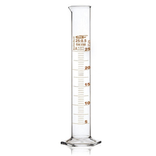 Cylindre gradué en verre, 500 ml, classe A, graduation brune, base en verre, avec certificat