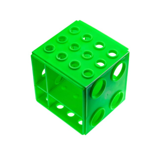 Support à éprouvettes 4 en 1, grand, vert – PP, 110 × 110 × 110 mm, de laboratoire