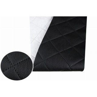 Tissu de revêtement en cuir écologique matelassé noir 140x50cm