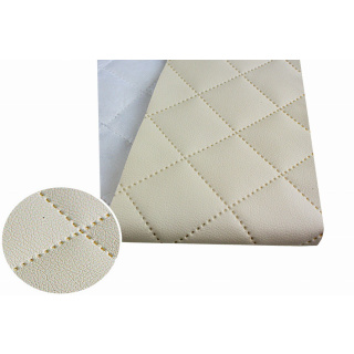 Tissu d'ameublement en simili cuir matelassé beige 140x50cm