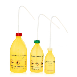 Buse avec impression Ethanol, 250 ml, jaune, col étroit – PE-LD, ADR