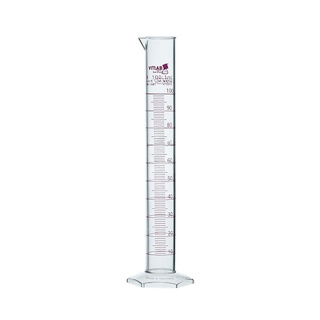 Mètre gradué en PMP, classe A, avec bec verseur et échelle rouge – 50 ml, DIN 12681, ISO 6706