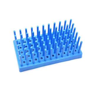 Support pour tubes à essai de type Hérisson, bleu, 50 emplacements, diamètre 16 mm – PP, autoclavable