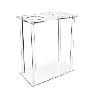 Support double pour entonnoirs Imhoff en PC – transparent, stable, trous 85 mm