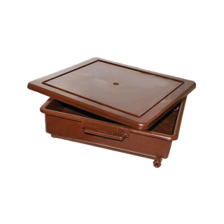 Plateau de laboratoire en PP orange – 225 × 225 × 50 mm