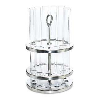 Support rond pour tubes à essai en acier inoxydable, 24 emplacements, diamètre 20 mm, hauteur 165 mm – autoclavable