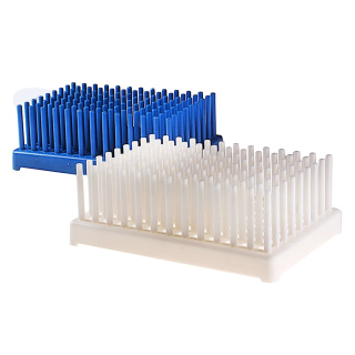 Support pour tubes à essai de type Hérisson, bleu, diamètre 10–13 mm – PP, autoclavable