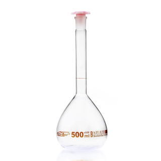Burette en verre, 500 ml, classe B, graduation brune, raccord meulé 19/26