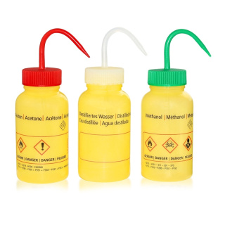 Buse avec impression Éthanol, 250 ml, jaune, col large GL40 – PE-LD, ADR