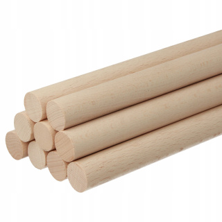 Bâton en bois 30cm 16mm bois de hêtre naturel