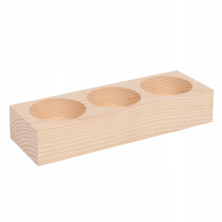 Bougeoir en bois pour bougies chauffe-plat 3 trous 14,5x5x2,5cm