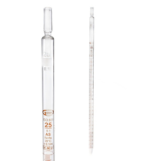 Pipette volumétrique, 25 ml (0,10 ml), classe AS, graduation brune, avec certificat – GLASSCO, ISO 835