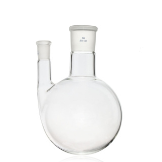 Bouteille à double col avec fond rond, cols droits, 100 ml, meulages 29/32 et 14/23, verre borosilicaté (BORO 3.3)