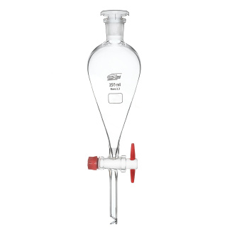 Entonnoir séparateur conique Squibb, 50 ml, bouchon 19/26, robinet en PTFE, verre borosilicaté (BORO 3.3)