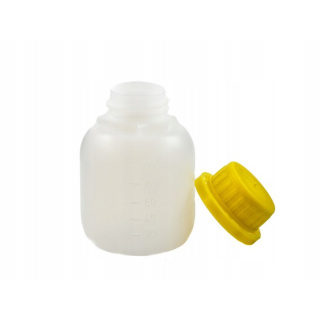 Flacon HDPE 100 ml avec bouchon jaune scellé