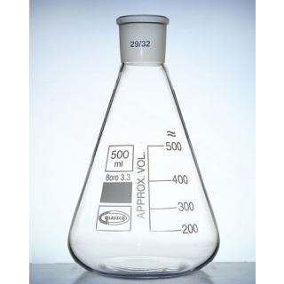Erlenmeyer conique avec bouchon 29/32, 250 ml, GLASSCO, verre borosilicaté (BORO 3.3)