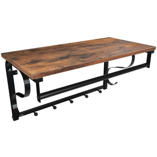 Regal mit Kleiderbügeln 60x30x31,7cm rustikales braunes schwarzes Metall