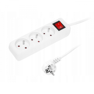 Rallonge avec interrupteur 3x prise 1,5m câble d'alimentation blanc rallonge
