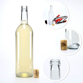 Bouteille en verre pour vin 750ml 31cm blanche