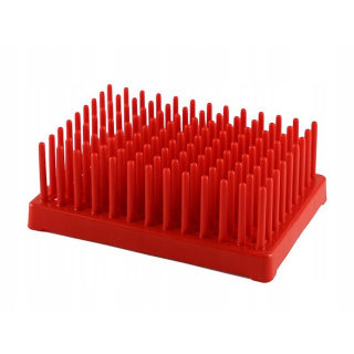 Support pour tubes à essai hérisson, 96 emplacements 13mm rouge