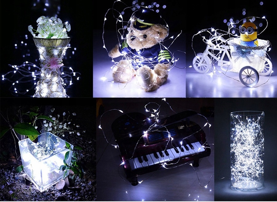 Fil électrique avec 20 lampes LED sur piles, lumière blanche chaude megamix.sk