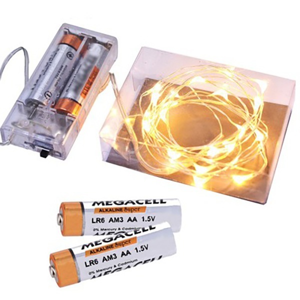 Fil électrique avec 20 lampes LED sur piles, lumière blanche chaude megamix.sk